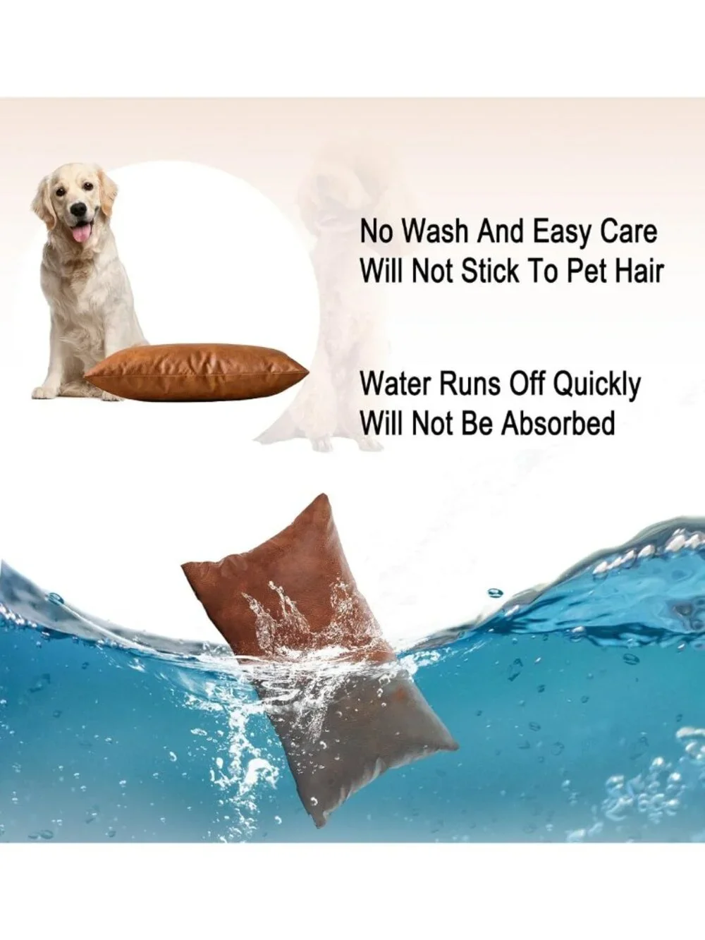 Set of 2 Brown Faux Leather Throw Pillow Covers 12x20 Inch Decorative Cushions